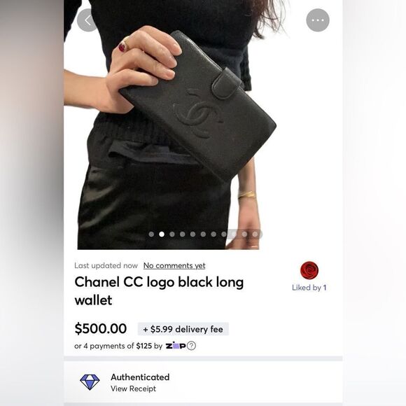 Chanel black long wallet with CC logo - Picture 4 of 15